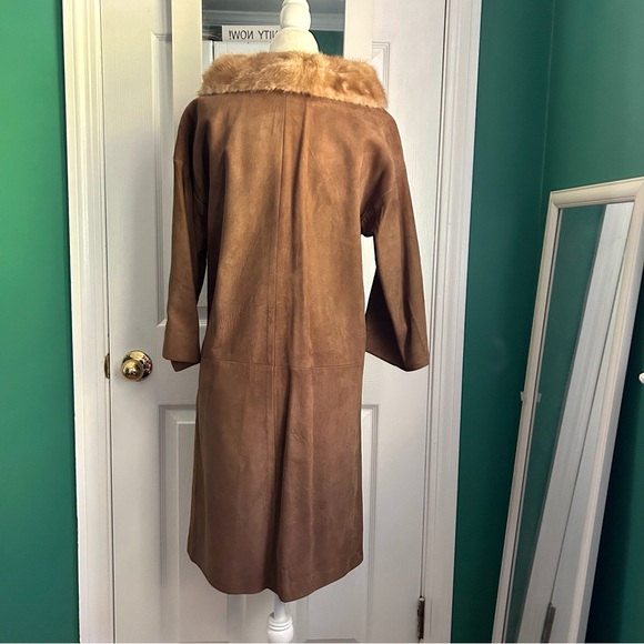 Vintage 60’s Brown Suede Coat with Fur Collar small - Picture 2 of 11